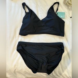 Kindred Bravely Maternity Nursing black bikini swimsuit NWT